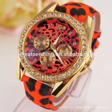 Reloj de pulsera de cuarzo de estilo diamante Leopard para mujer